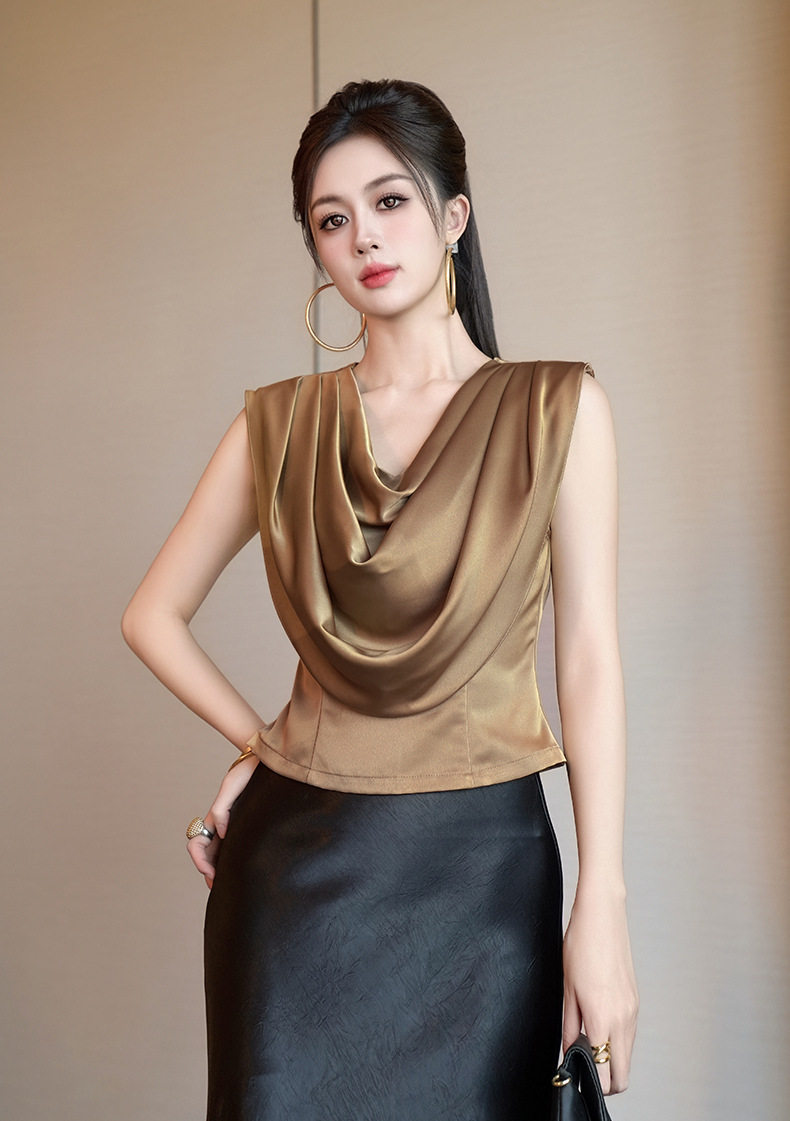 Áo hai dây nữ phong cách Pháp dáng ôm, chất liệu polyester cao cấp — [Nâu Mocha] chi tiết 1