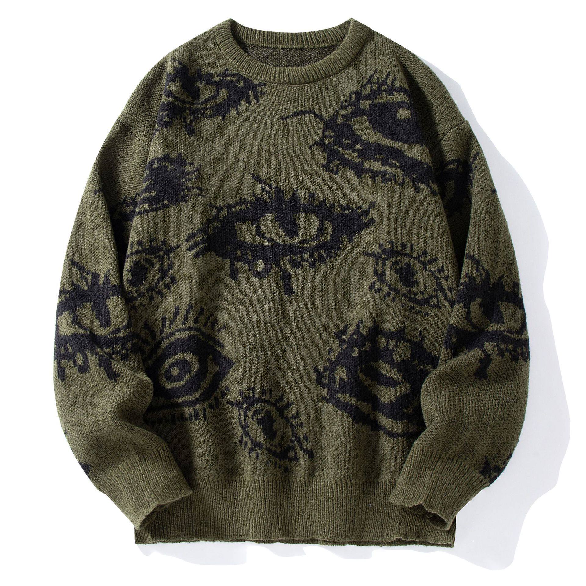 รอบการค้าต่างประเทศในยุโรปและอเมริกา เสื้อกันหนาวหลวมคอยาวแข...