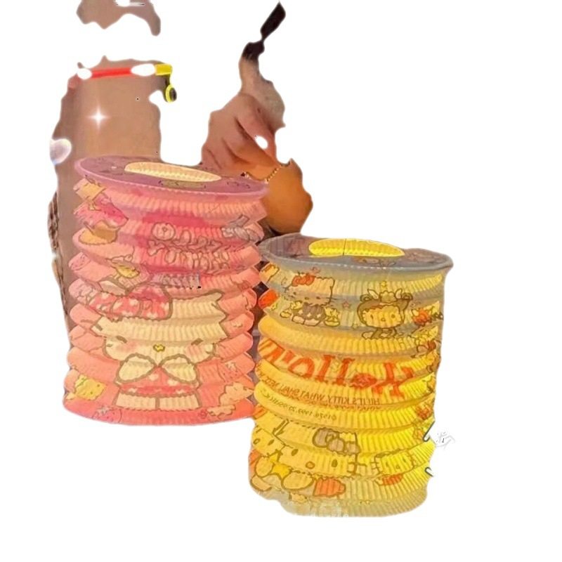 12 Mid-Autumn Festival Girl Portable Folding Organ Glow Hello Kitty Lantern Cartoon Lantern