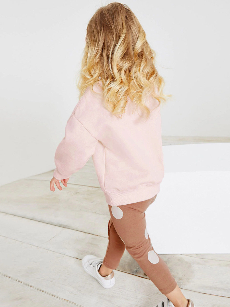 Girls' Winter Fleece-Lined Hoodie Set, Autumn Kids' Cute Pants Outfit