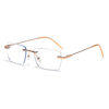 Light-sensitive color-changing rimless myopia glasses can be equipped with anti-blue light pure fashion gold wire rimless eye frame