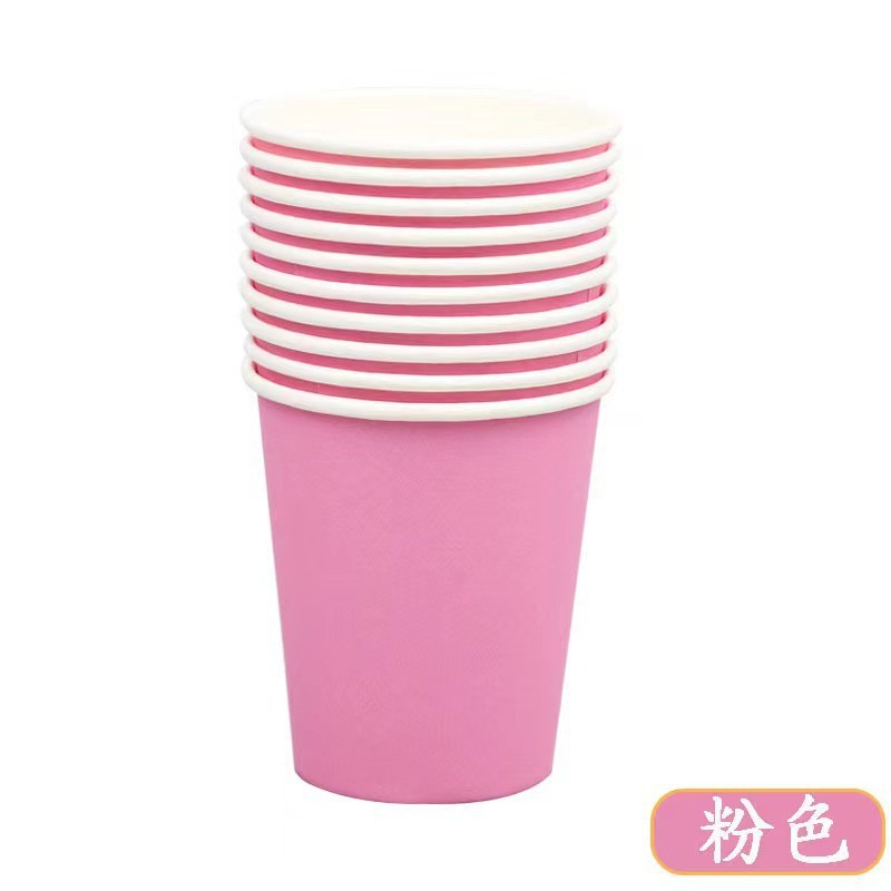 Color Disposable Paper Cup Picnic Party Decoration Arrangement Cup Novelty Solid Color Striped Birthday Party Supplies