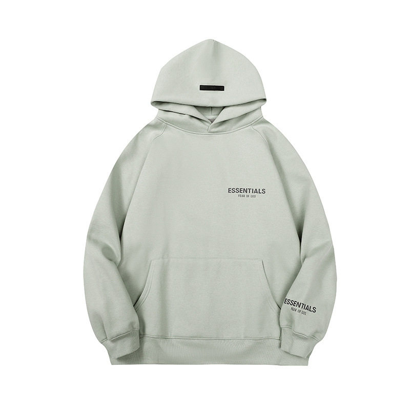 新款FEAR OF GOD ESSENTIALS植绒字母男女休闲宽松加绒连帽卫衣潮