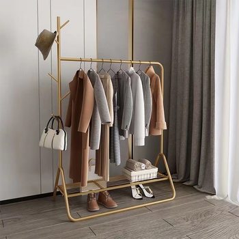 Simple Modern Iron Floor-Standing Internet Celebrity Coat Rack Storage Household Storage Clothes Hanger Simple Clothes Bedroom