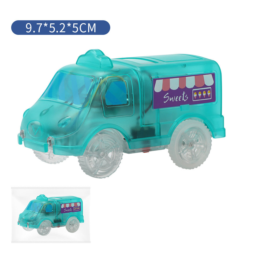 电动透明发光轨道5灯车仔玩具配件糖果悍马车子带夜灯光跨境供应