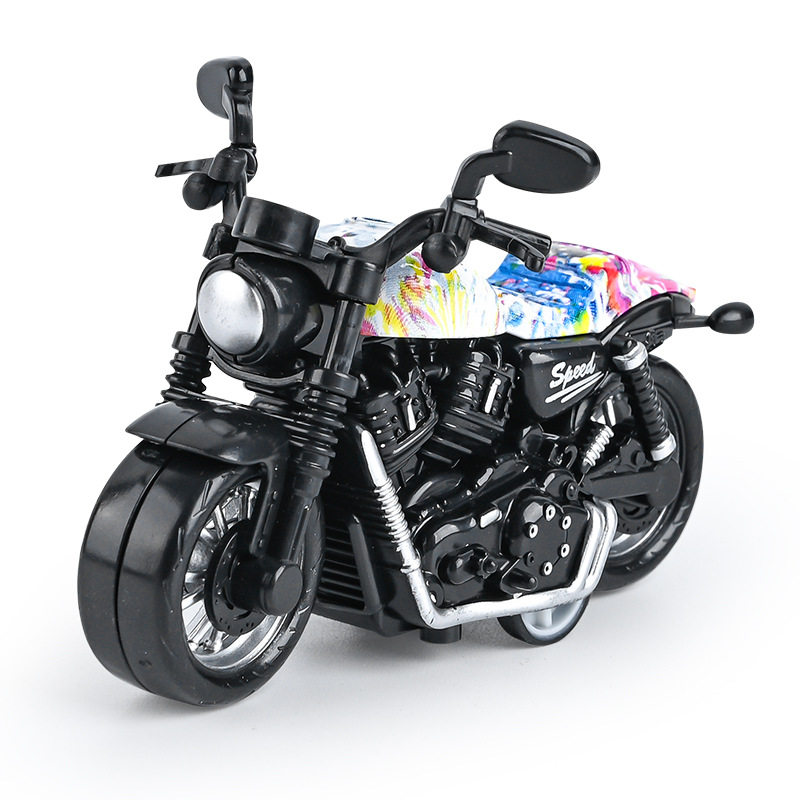 跨境代发儿童玩具男孩宝宝仿真合金摩托车摆件钥匙扣模型玩具车子