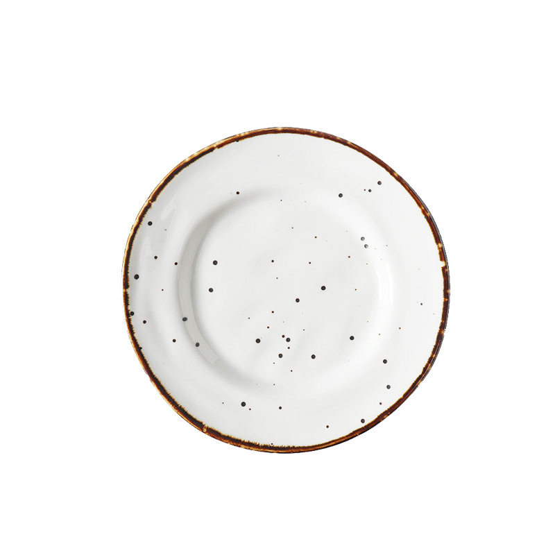 Cross-Border Wholesale Japanese Tableware Household Flat Plate Ceramic Plate Dessert Plate Round Dish Plate Steak Plate Ceramic Dinner Plate