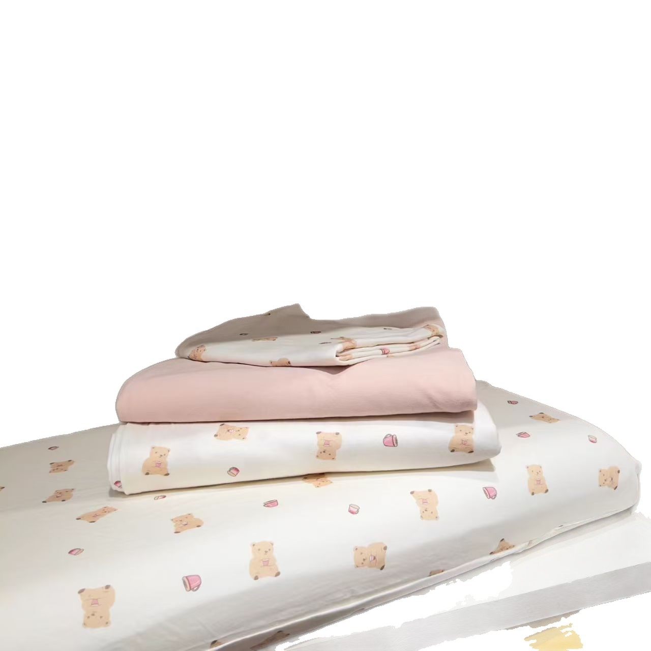 Cotton Imported Knitted Cotton Tianzhu Cotton Four-Piece Set Cartoon Printed Quilt Cover Super Soft Class a Pure Cotton Set Wholesale