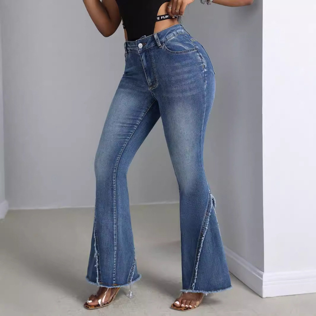 High Waisted Slim Fit Stretch Flare Jeans Versatile Design for Women Perfect for Casual Wear Wholesale Available