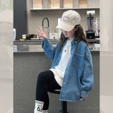 Джинсовые рубашки для девочек, западный стиль, корейский стиль, рубашки для маленьких девочек, детские куртки, кардиганы, одежда для больших детей, новый стиль весны и осени 2025 года