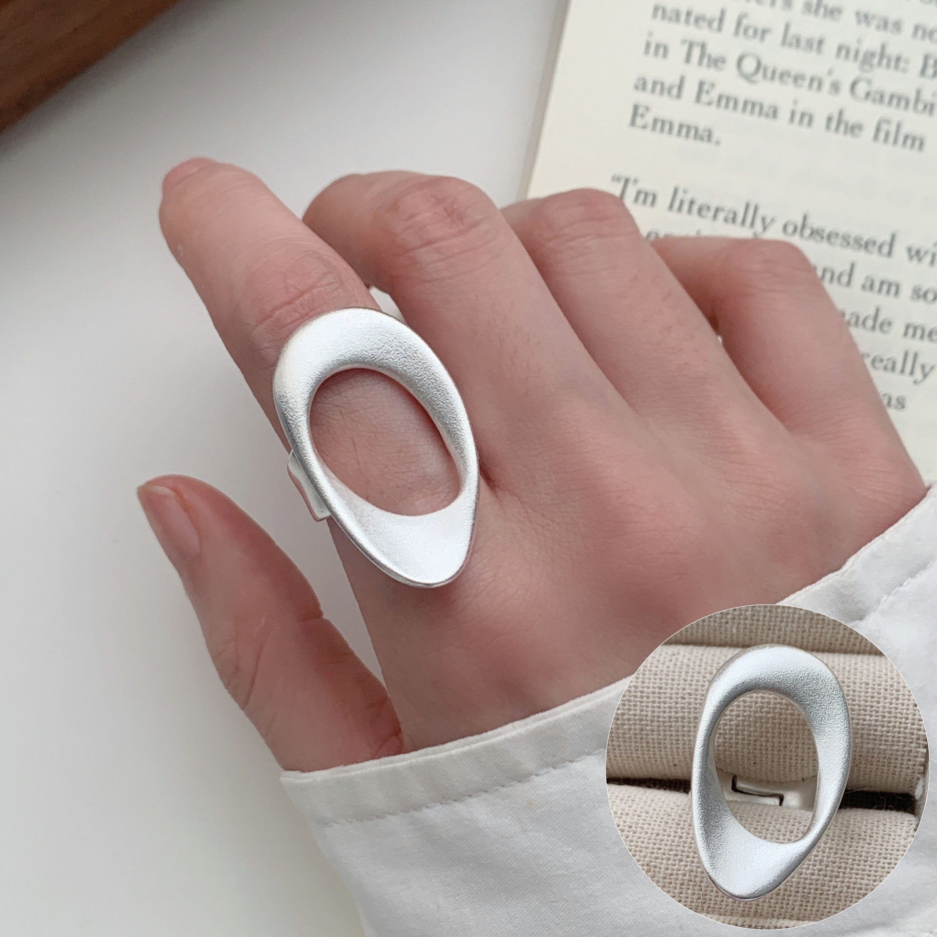 简约几何线条螺旋戒指女时尚设计感冷淡风开口指环旋涡环形食指戒