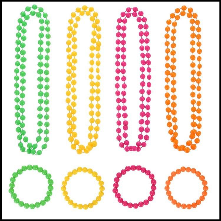 1980s prom party costume accessories neon plastic necklace solid color beaded necklace fluorescent neon necklace