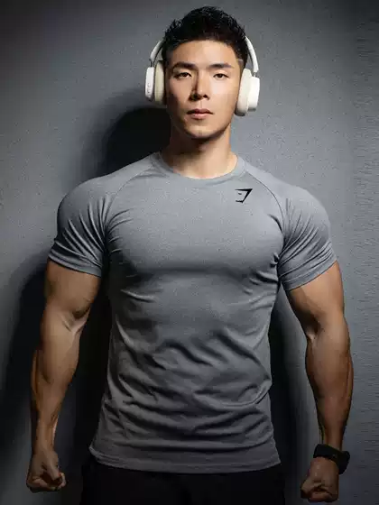 Cross-border Muscle Sports Tight T-shirt Printed Gym Workout Men's Strength Training Suit Elastic Quick-drying Short Sleeve