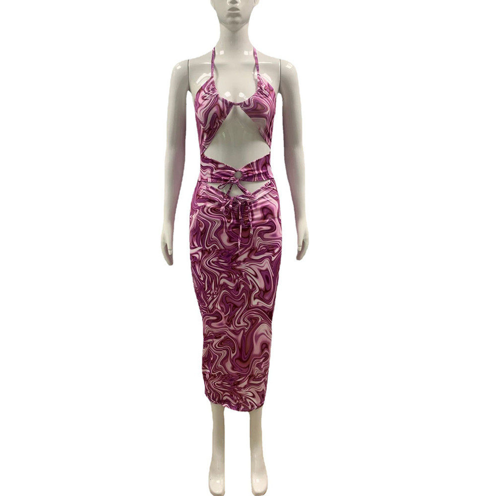 Summer Floral Print Backless Halter Dress for Women Trendy Design Comfortable Fit Perfect for Parties Wholesale