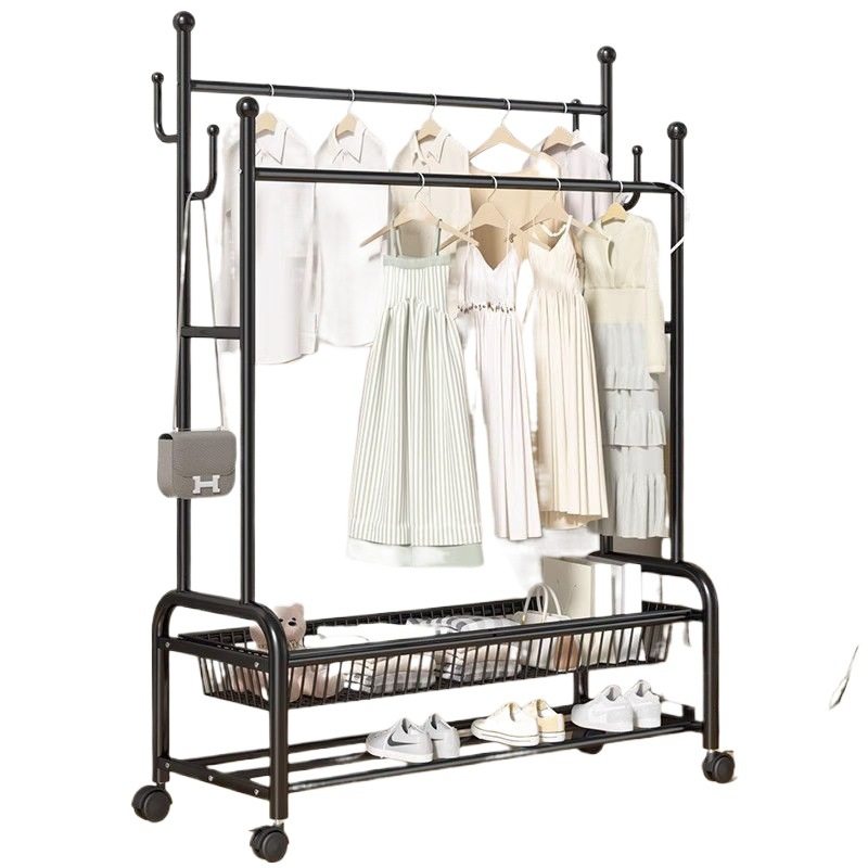 Coat Rack Floor-Standing Clothes Rack Bedroom Household Clothes Drying Rack Simple Clothes Storage Rack Double Pole Clothes Rack