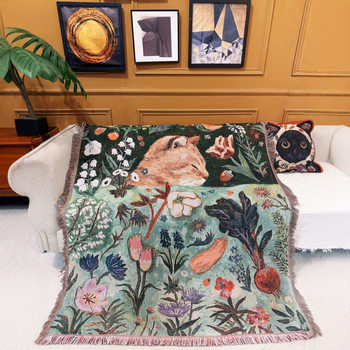 Foreign Trade Cross-Border Domestic Sales Nap Blanket Cat Sofa Blanket Outdoor Camping Blanket Room Wall Blanket Tapestry Woven Blanket