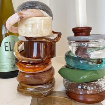 Irregular wide-brimmed acrylic acetate bracelet women's summer retro geometric niche design student girlfriends jewelry wholesale