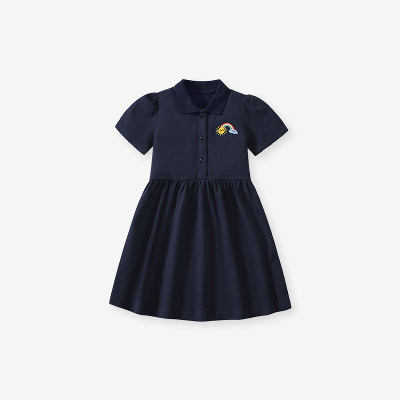 New Summer Kids' Dress, Girls' Short-sleeve Cotton Kids' Clothing, Polo Dress