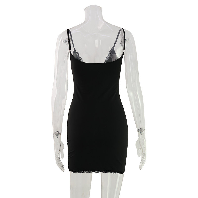Bodycon Mini Dress Sexy Lace Trim Low Cut Slim Fit Zipper Closure Night Out Party Wear Wholesale Available