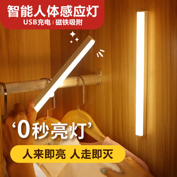Led Human Body Sensor Lamp Wireless Magnetic Wine Cabinet Wardrobe Charging Strip Smart Cabinet Night Light Factory Cross-Border