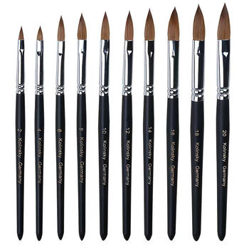 Factory direct dumb black wooden pole 7 nail art brush flat head nail art carved pen set nail art tools wholesale