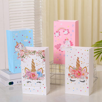 New cute cartoon pony with stickers gift bag Kraft paper bag self-sealing birthday gift wholesale