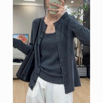 Two-Piece Set of Large Size Spring and Autumn New Fat Design Fashionable Slimming and Slimming Outfit Complete Set of Cardigan Vest