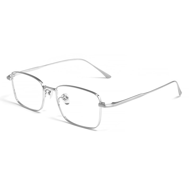 Ultra-Light Pure Titanium Myopia Glasses Lex Business Ultra-Light Silver Wire Frame Titanium Frame Retro Square Frame Glasses Frame for Men