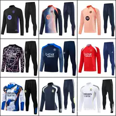 2526 Winter Long-Sleeved Football Training Suit Half-Zip Suit Real Madrid Barcelona Paris Liverpool Pre-Match Warm-Up Suit
