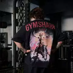 Gymshark Muscle Shark American Trendy Fitness Sports Large Size Printed Short-Sleeved Fitness Wear Men's T-Shirt