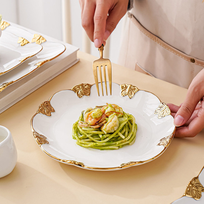 Nordic Phnom Penh Steak Plate Ceramic Western Food Plate Breakfast Internet Popular Tableware Household Dinner Plate Creative Plate Dim Sum Plate