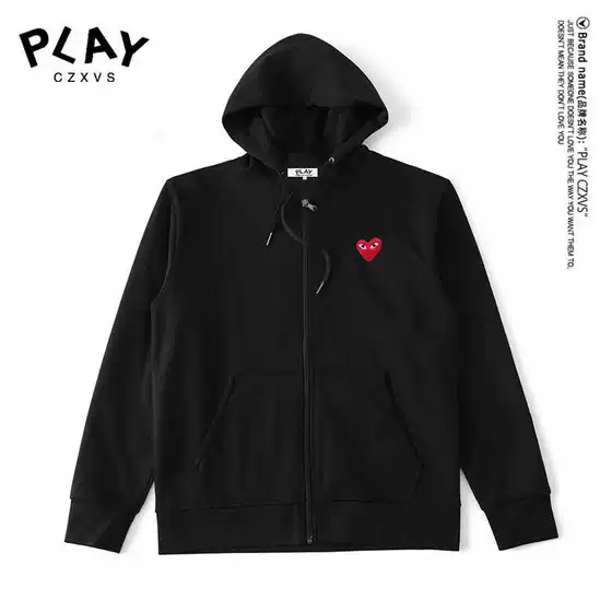 Heavyweight Cotton Play Embroidered Heart Hooded Sweatshirt Zip-Up Japanese Style Trendy Couple's Jacket for Men and Women in Stock