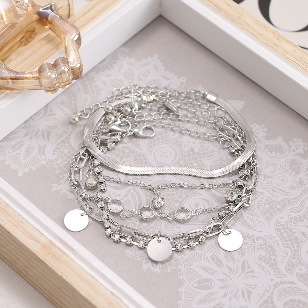 Cross-border Fashion Simple Geometric Hollow Mix Twist Bracelet suit Hip-hop Chain Personality Punk Style Bracelet