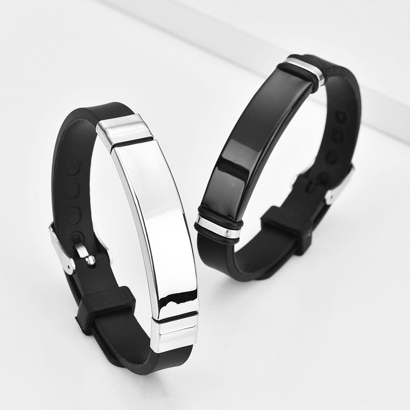 Taobao Hot Selling Fashion Student Titanium Steel Bracelet Couple Custom Engraved Birthday Gift Silicone Stainless Steel Bracelet