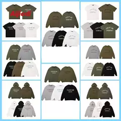Letter Women's New Fo Pullover Same Style Multi-Line Printed Round Neck Fleece-Lined g Spring and Summer Hoodie Icon Short-Sleeved Men's Street Fashion
