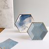 Cross-Border Disposable Paper Plate Disposable Cake Plate Hexagonal Ink Blue Birthday Party Cake Tableware Set