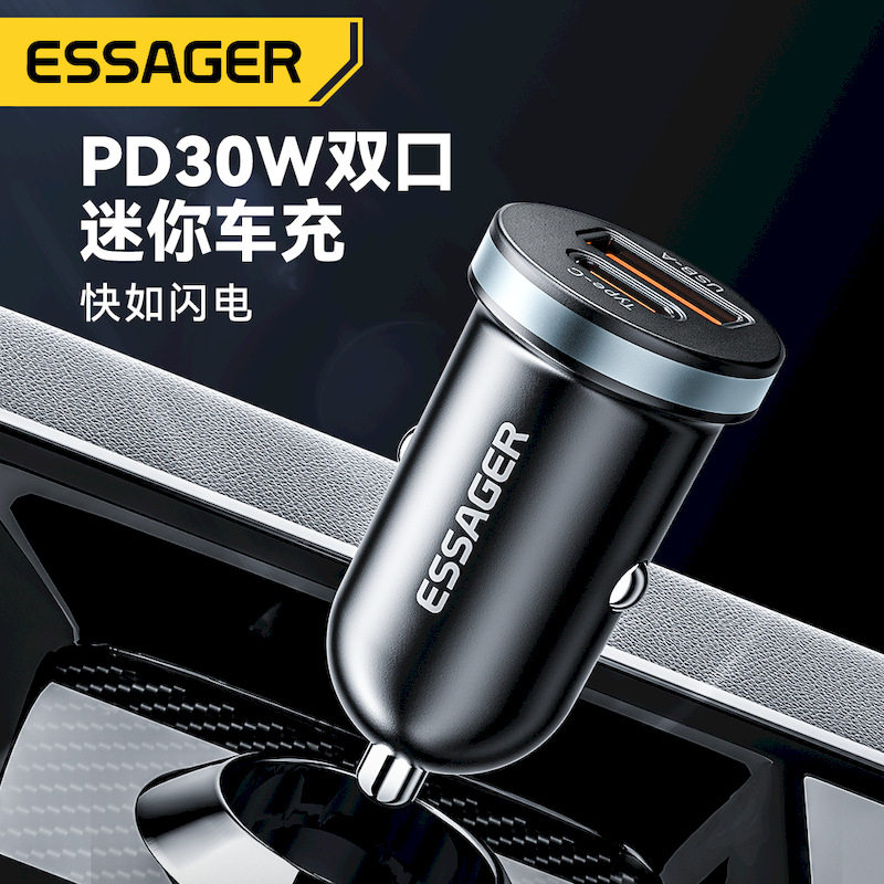 ESSAGER car charger 30WPD fast charging mini car charger car charging cigarette lighter conversion plug