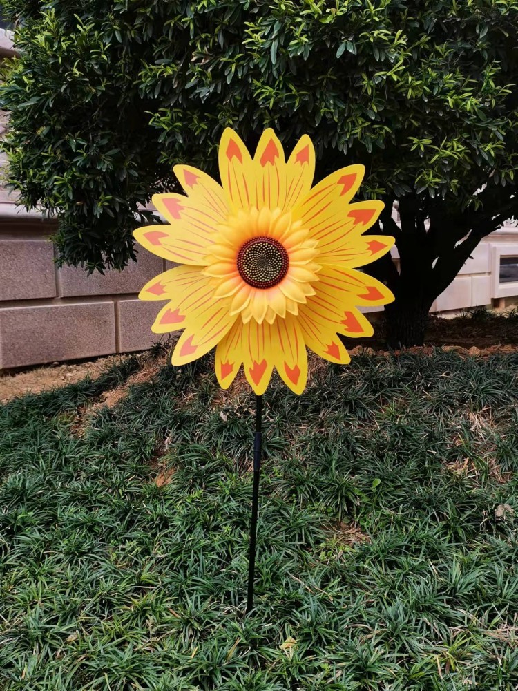 跨境批发户外景区庭院装饰风车运动会活动礼品七彩向日葵大风车