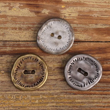 Irregular Two Eyes Retro Zinc Alloy Metal Buttons Old Blue Tin Bronze Silver Coat Jacket Woolen Buckle