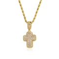 Golden white zirconium (with 14k gold 24inch twist chain) t square diamond cross
