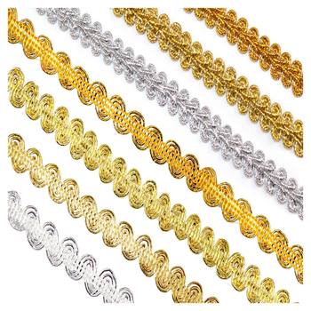 Factory wholesale gold and silver lace wave lace ribbon ethnic style stage clothing accessories Herringstone lace