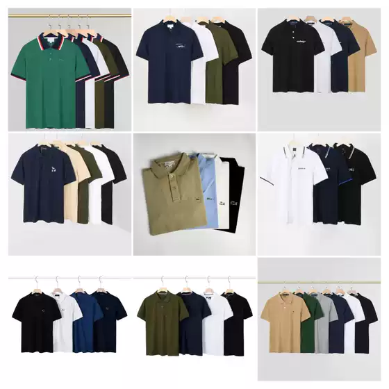 High-Quality Version with Correct Logo, Solid Color Letter Embroidery, European and American Style, Men's Summer Polo Shirt for Cross-Border Sales
