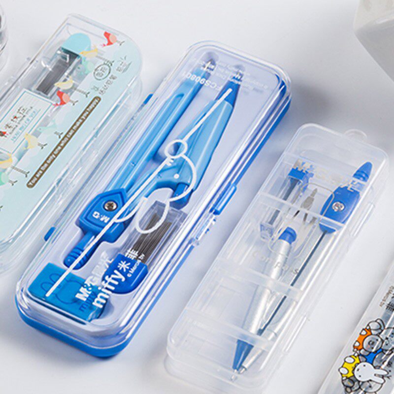 Morning Light Compass Set Miffy 3-Piece Metal Stainless Steel Student Examination Drawing Tool Lead Core Eraser Set