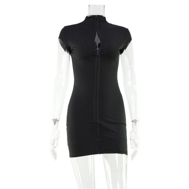 Slim Fit Hollow Out Dress Solid Color Sexy Style Short Length Perfect for Parties or Night Out Wholesale Available
