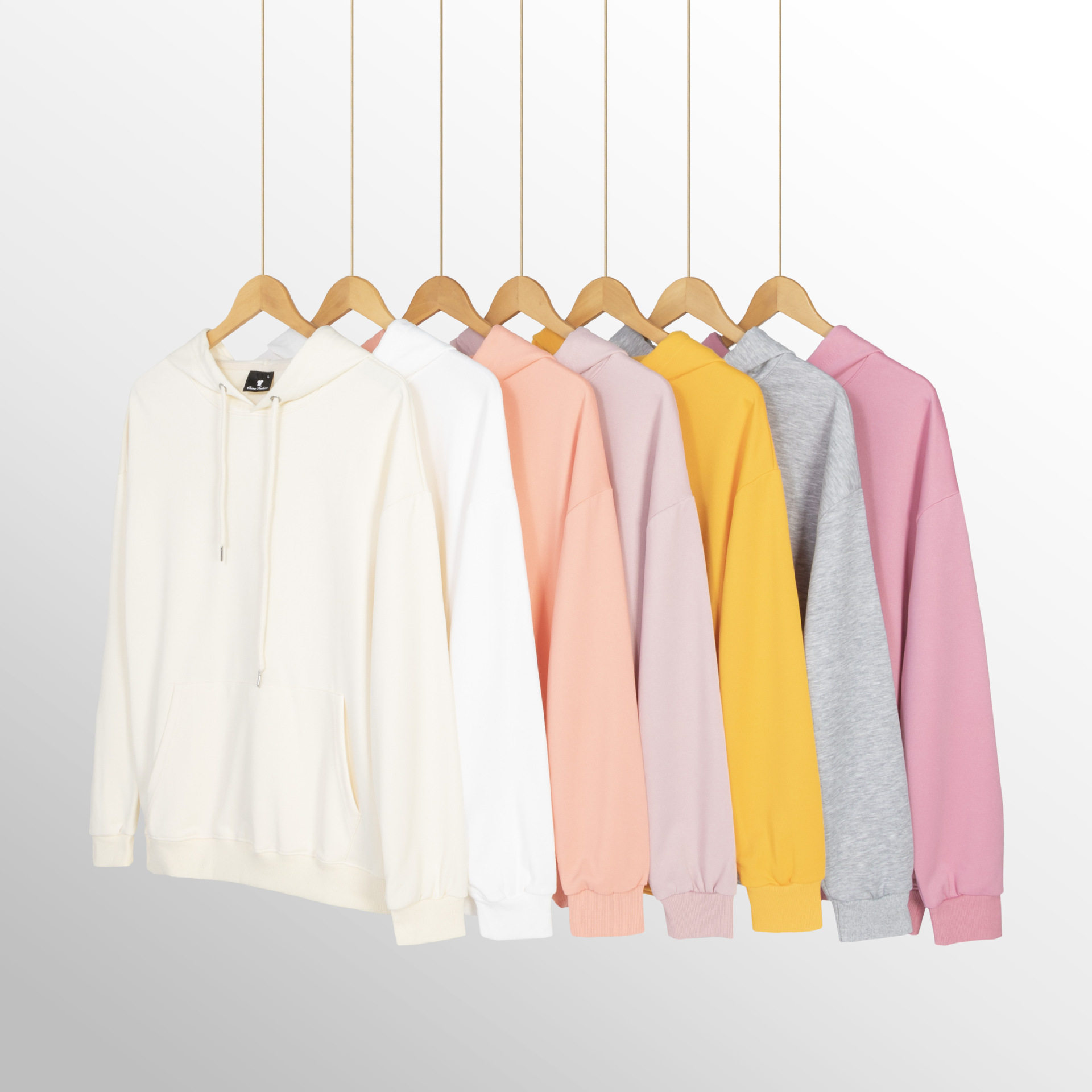 跨境亚马逊春秋季落肩宽松涤纶纯色连帽卫衣男女款情侣套头长袖衫