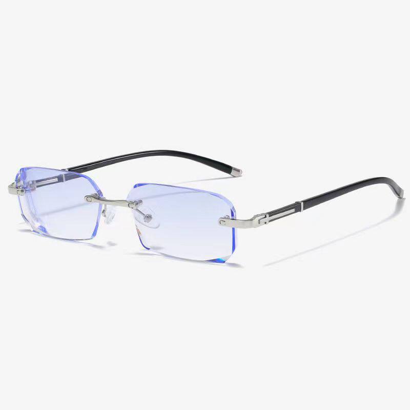 Finished rimless myopia glasses for men and women ultra-light cut-edge glasses frame anti-radiation discoloration astigmatism myopia large face