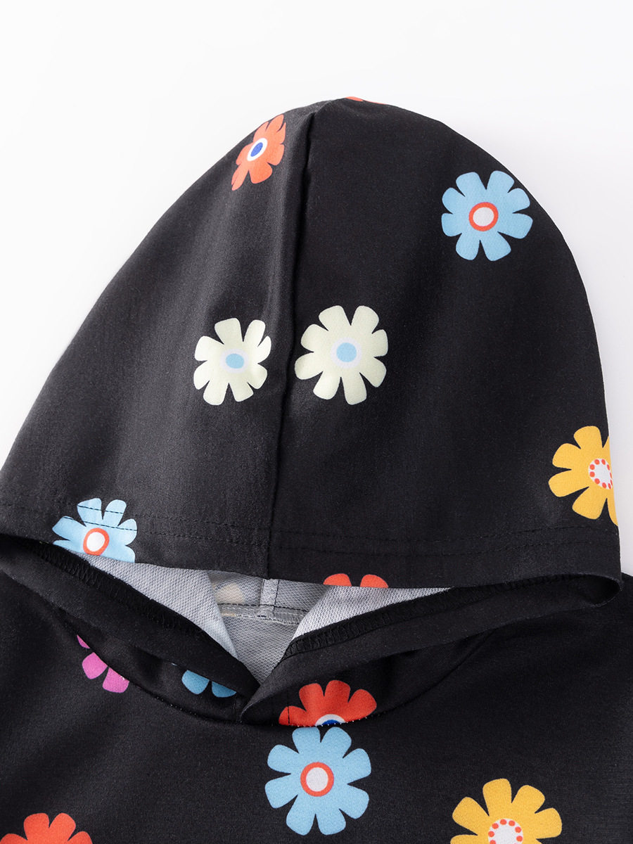 Girls' Autumn Hoodie, Kids' Hooded Sweatshirt, Cute Floral Top