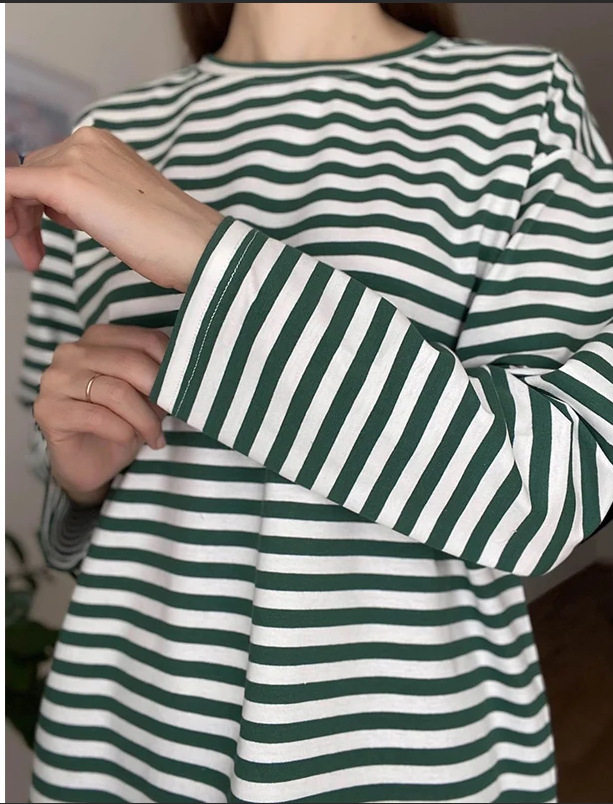 Striped Long Sleeve T Shirt for Women Casual Loose Fit Slimming Design Autumn Collection Wholesale Available