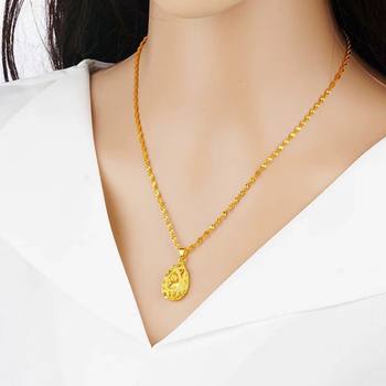Korean Style Vietnamese Sand Gold Water Drop Necklace Gold-Plated Fashion Cut Out Pendant Simulated Golden Yellow Simple Clavicle Chain Decoration