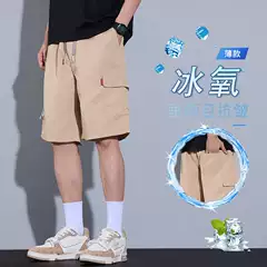 Summer New Tooling Mid-length Pants Men's Japanese Style Trendy Brand Thin Fashionable All-match Daily Sports Men's Loose Trendy Five Points